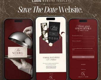 Old Money Wedding Save The Date Website Template Canva Website Digital Wedding Invitation Save The Date Website Wedding