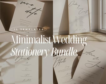 Minimal Wedding Bundle Stationary Suite Elegant Wedding Stationary Set Bundle Wedding Sign Templates Simple Wedding Stationary Templates