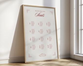 Wedding Swans Seating Chart Template Vintage Wedding Seating Chart Old Money Wedding Signage Retro Wedding Seating Chart Retro Wedding Sign