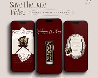 Vintage Photo Booth Save The Date Video Digital Template Evite Animated Wedding Invitation Video Template Invite Digital Invitation