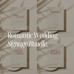 Vintage Wedding Sign Bundle Wedding Table Signs Package Swan Wedding Set Modern Wedding Signage Template Bundle Reception Signage Set