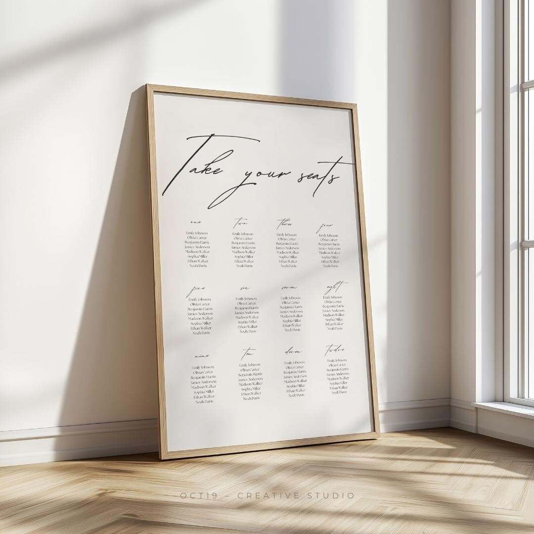 Minimalist Seating Chart Template Wedding Seating Chart Template Find ...