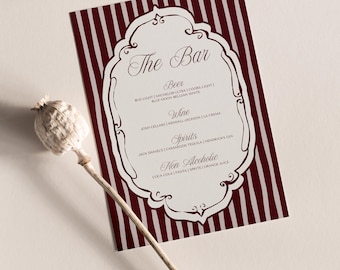 Old Money Bar Menu Retro Bar Menu Template Drink Menu Old Money Wedding Menu Template Cocktail Menu Wedding Bar Vintage Signature Drink