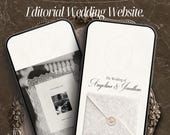 Ivory Wedding Website Template With Embossed Monogram Canva Wedding Website with RSVP Minimalist Digital Invitation Save The Date Website