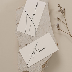 Tarjetas de lugar escritas a mano Plantilla de tarjeta de nombre de boda Etiqueta de nombre de invitado de boda Tarjeta de nombre de mesa de boda Configuración de lugar de invitado Decoración de mesa de boda