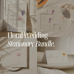 Floral Wedding Stationary Set Boho Wedding Bundle Garden Wedding Stationary Wildflower Wedding Bundle Minimal Wedding Stationary Suite