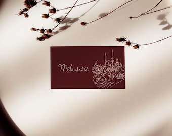 Whimsical Wedding Place Card Vintage Wedding Name Card Template Guest Name Tag Wedding Table Name Card Place Setting Wedding Table Decor