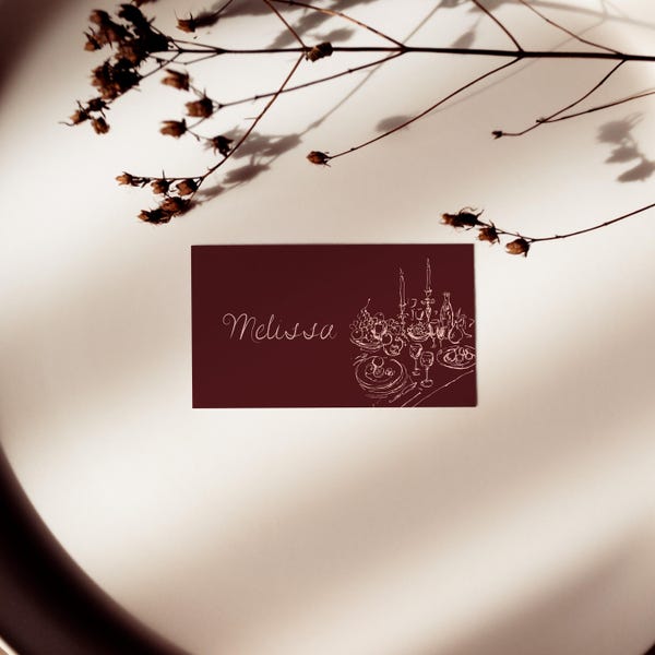 Whimsical Wedding Place Card Vintage Wedding Name Card Template Guest Name Tag Wedding Table Name Card Place Setting Wedding Table Decor