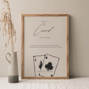 Cartello per libro degli ospiti con carta da gioco, Cartello per libro degli ospiti moderno, Cartello per libro degli ospiti con carta da gioco, Cartello per libro degli ospiti con carta da gioco