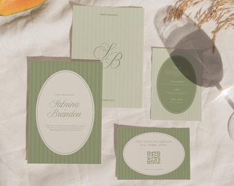 Sage Green Wedding Invitations Wedding Invitation Set Green Cottagecore Wedding Invitation Old Money Wedding Invitation Suite Vintage Invite