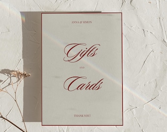 Retro Wedding Sign Template Gifts And Cards Sign Old Money Wedding Signage Minimal Cards And Gifts Sign Gift Table Wedding Gift Table Sign