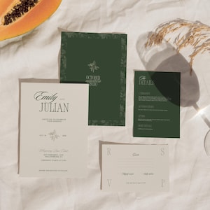 Conjunto de convites de casamento com dinheiro antigo, convite vintage, convite floral com cartão RSVP, convites de casamento retrô, convite de casamento de luxo
