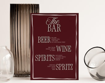 Old Money Bar Menu Retro Bar Menu Template Drink Menu Old Money Wedding Menu Template Cocktail Menu Wedding Bar Vintage Signature Drink
