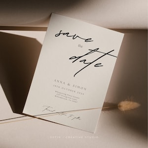 Plantilla de reserva de fecha Canva Modern Save The Date Plantilla minimalista de reserva de fecha Anuncio de boda Tarjetas de reserva de fecha Simple