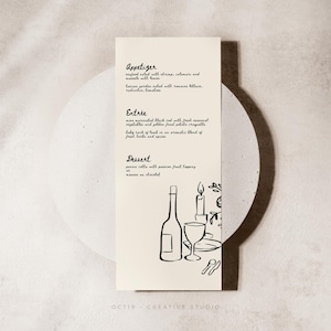 Hand Drawn Wedding Menu Template Custom Menu Dinner Menu Template Wedding Table Menu Card Editable Hand drawn Menu