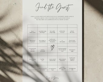 Juego de bingo para bodas Encuentra al invitado Bingo para despedida de soltera Juegos de boda para hacer tú mismo Juegos de bingo para bodas para imprimir Juego de boda para imprimir al instante