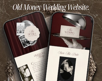 Old Money Wedding Website Template Destination Wedding Canva Website with RSVP Digital Wedding Invitation Save The Date Website Wedding