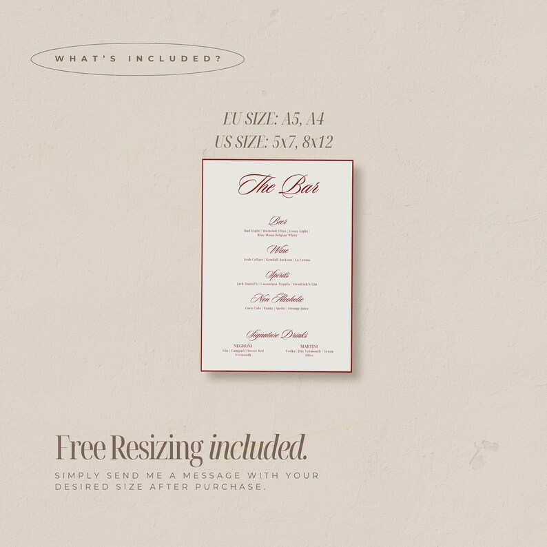 Menù del bar Old Money, modello di menù del bar retrò, menù delle bevande, modello di menù del matrimonio Old Money, menù dei cocktail, bar per matrimoni, drink vintage esclusivi immagine 6