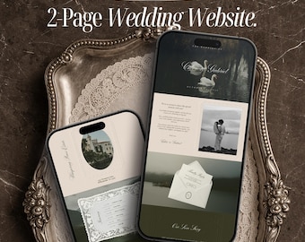 Vintage Wedding Website Template Swan Canva Wedding Website RSVP Website Digital Wedding Invitation Save The Date Website Wedding Template