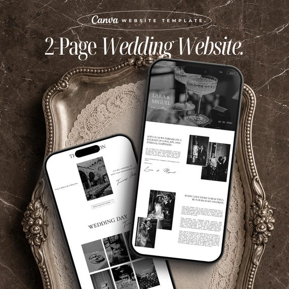 Elegant Wedding Website Canva Template RSVP Website Digital Wedding Invitation Save The Date Website Wedding Invitation Website Canva