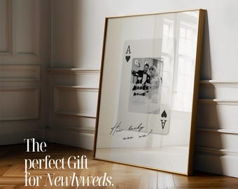 Impressão de carta de baralho personalizada Ás do meu coração Arte de parede para foto de casamento Modelo de arte de parede Presente para recém-casados Pôster de foto de casamento para impressão Presente