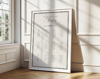 Retro Wedding Seating Chart Vintage Seating Chart Template Elegant Wedding Seating Chart Old Money Wedding Signage Retro Wedding Sign