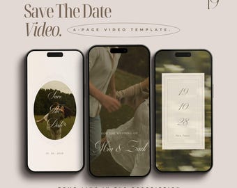 Modelo de vídeo digital romântico para convite de casamento "Save the Date" Evite, modelo de vídeo animado para convite de casamento, convite digital para recepção de casamento.
