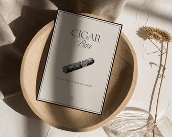 Cartello per bar sigari per matrimoni, cartello per ricevimento di nozze Old Money, bar sigari per matrimoni, cartello per tavolo sigari per matrimoni, cartello per tavolo sigari moderno e minimalista