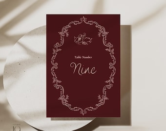 Swan Wedding Table Numbers Template Vintage Table Number Sign Baroque Table Numbers Elegant Wedding Table Number Sign Retro Wedding Signage