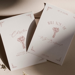 Cartes de proposition de demoiselle d'honneur rétro Serez-vous ma demoiselle d'honneur Carte de proposition de demoiselle d'honneur dessinée à la main Modèle de carte de proposition de demoiselle d'honneur