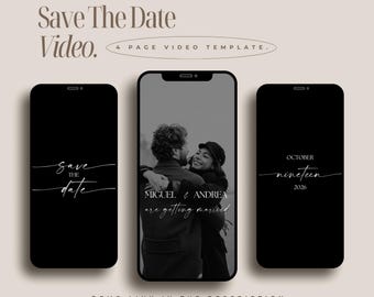 Minimalistisch digitaal videosjabloon opslaan-de-datum Evite geanimeerde videosjabloon huwelijksuitnodiging huwelijksreceptie uitnodiging digitale uitnodiging