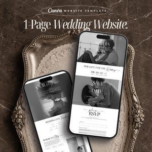 Minimalistische Hochzeit Website Canva Vorlage Hochzeitswebsite Canva Webseite Hochzeit Vorlagen Digitale Hochzeitseinladung Mit RSVP
