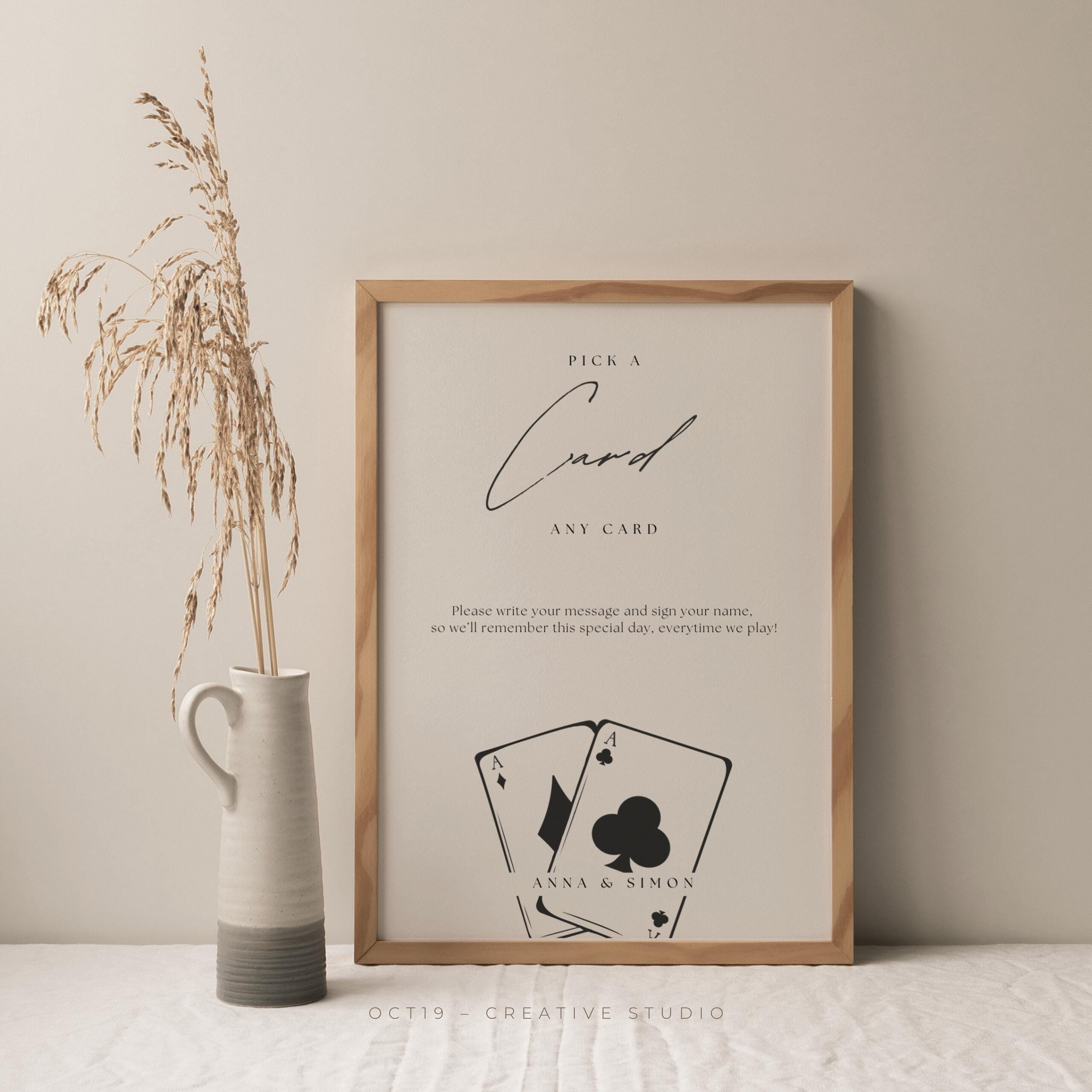 Pick A Card Guest Book Sign Playing Card Guest Book Signage Modern ...