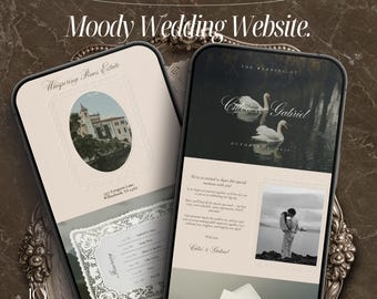 Vintage Wedding Website Template Swan Canva Wedding Website RSVP Website Digital Wedding Invitation Save The Date Website Wedding Template