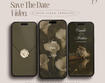 Modello video digitale romantico per annunciare la data del matrimonio, invito di nozze animato, invito digitale per il ricevimento di nozze.