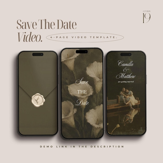 Romantic Digital Save the Date Video Template Evite Animated Wedding Invitation Video Template Wedding Reception Invite Digital Invitation