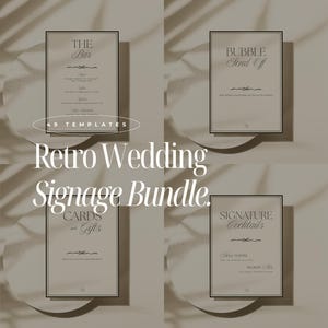 Vintage Wedding Sign Bundle Wedding Table Signs Package with Bow Wedding Set Modern Wedding Signage Template Bundle Reception Signage Set
