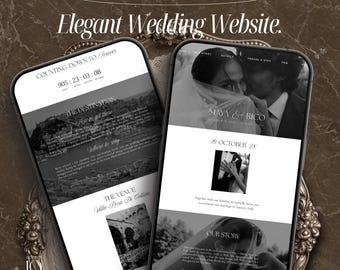 Elegant Wedding Website Template With Custom Countdown Minimalist Canva Wedding Website RSVP Digital Invitation Save The Date Website