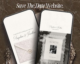 Vintage Editorial Wedding Save The Date Website Template Canva Website Digital Wedding Invitation Save The Date Website Wedding