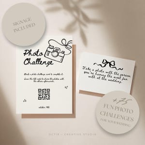 Hochzeit Fotoaufgaben Spiel Hochzeitsspiele Fotospiel Hochzeit Fotochallenge QR Code Schild Hochzeitsfoto Aufgaben QR Code Aufsteller