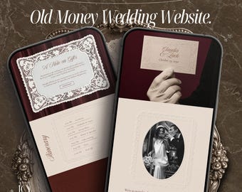 Old Money Wedding Website Template Destination Wedding Canva Website with RSVP Digital Wedding Invitation Save The Date Website Wedding
