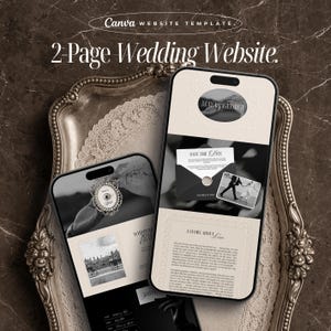 Elegante Hochzeit Website Canva Vorlage Hochzeitswebsite RSVP Canva Webseite Hochzeit Webseite Vorlagen Digitale Hochzeitseinladung Mit Rsvp