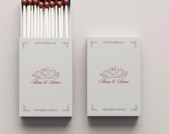 Modello personalizzabile per scatola di fiammiferi per matrimonio Etichetta personalizzata per scatola di fiammiferi Bomboniere per matrimonio Perfect Match Match Perfect Match Bomboniere per matrimonio Match