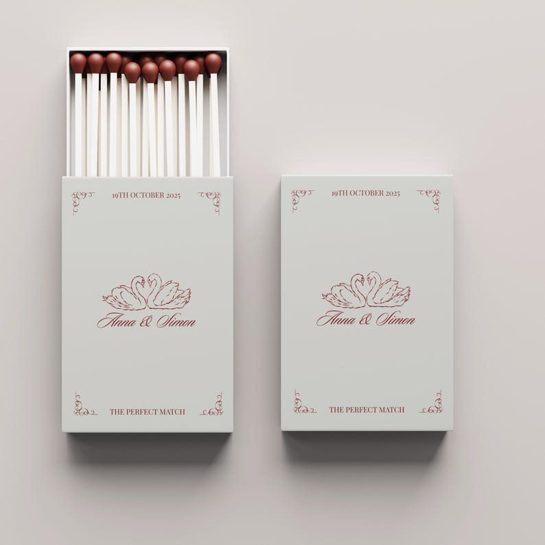 Customizable Wedding Matchbox Template Custom Matchbox Label Favors ...