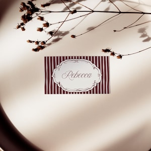 Cartão de lugar de casamento com dinheiro antigo, modelo de cartão de nome de casamento retrô, etiqueta de nome de convidado, cartão de nome de mesa de casamento, configuração de lugar, decoração de mesa de casamento