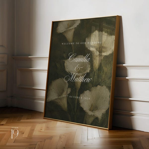 Welkomstbord voor een vintage bruiloft, olieverfschilderij, vintage entreebord voor een bruiloft, retro welkomstbord voor een bruiloft