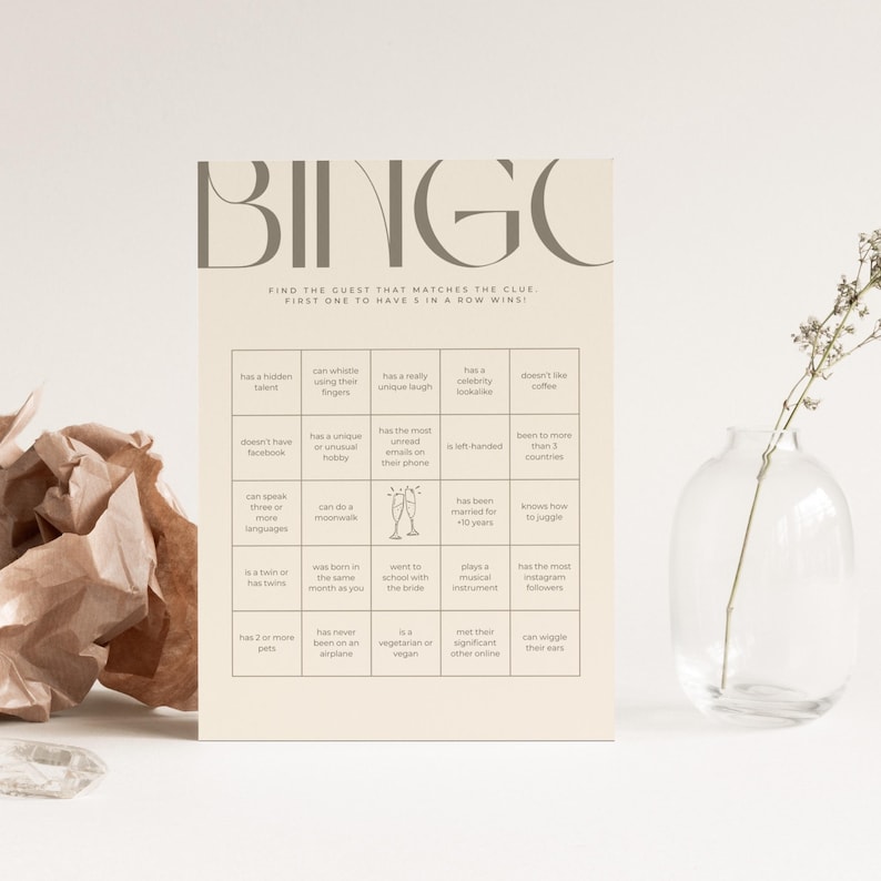 Wedding Bingo Game Find The Guest Bingo Bridal Shower Wedding Games Instant Download DIY Printable Wedding Bingo Games image 5