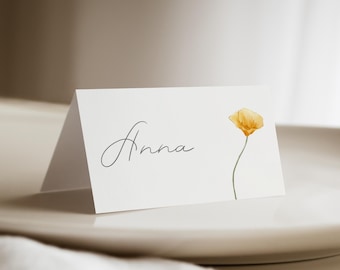 Floral Place Cards Wedding Wildflower Placecards Name Card Template Wedding Guest Name Tag Wedding Table Place Setting Wedding Table Decor