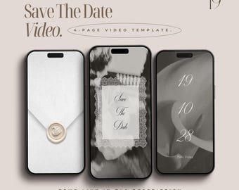 Modelo de vídeo minimalista digital para convite de casamento "Save the Date" | Convite de casamento animado em vídeo | Convite digital para recepção de casamento