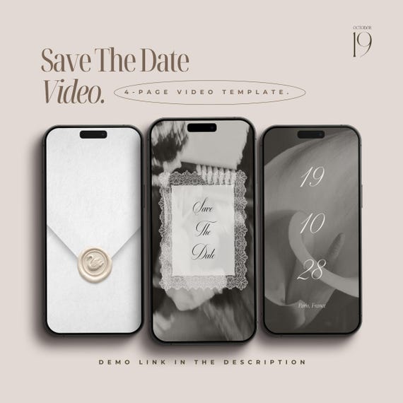 Minimalist Digital Save the Date Video Template Evite Animated Wedding Invitation Video Template Wedding Reception Invite Digital Invitation